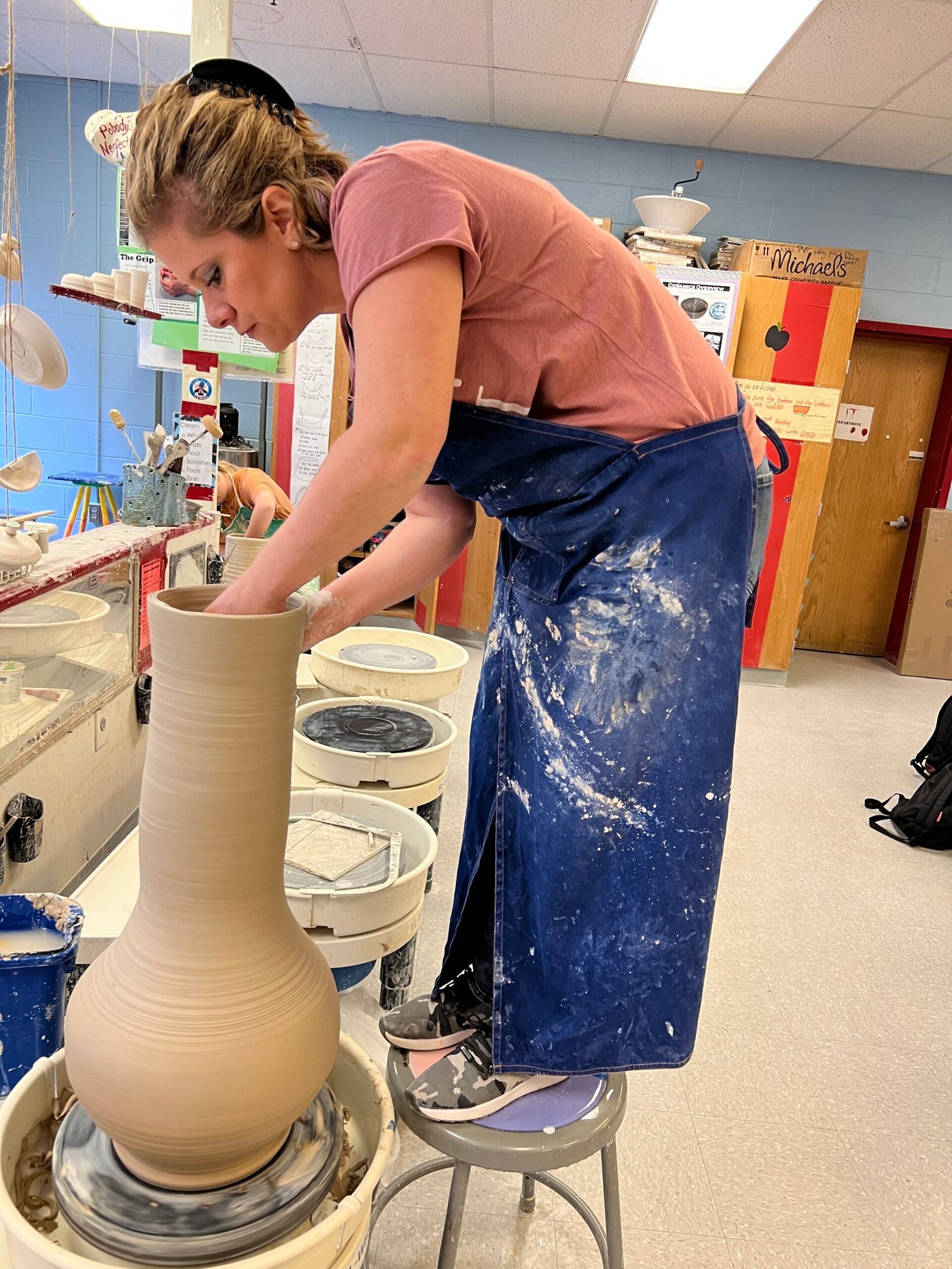 Julia throwing composite pottery